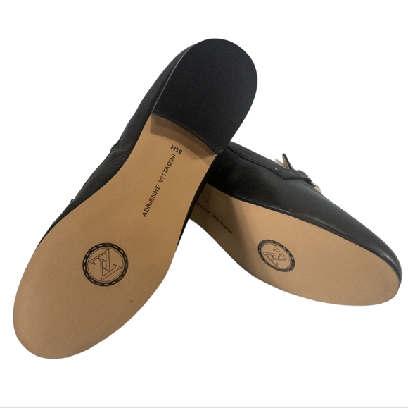 Adrienne Vittadini Raja Block Heel Slip-on Leather Loafers Black -8.5 - Picture 4 of 5